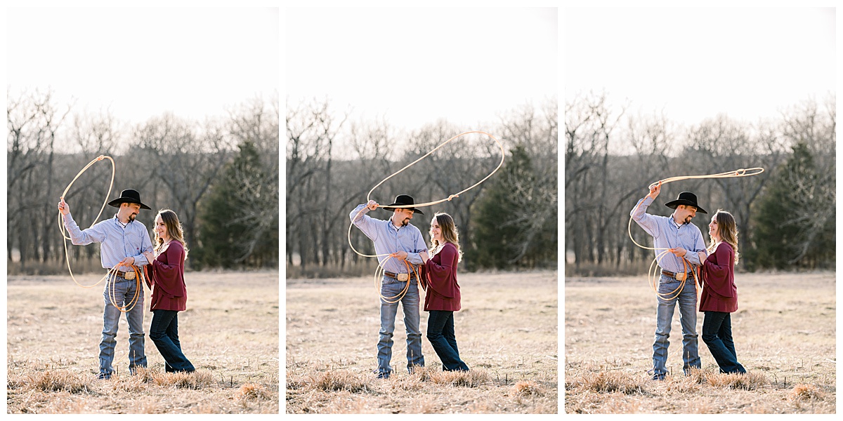 cowboy rope rodeo engagment photo