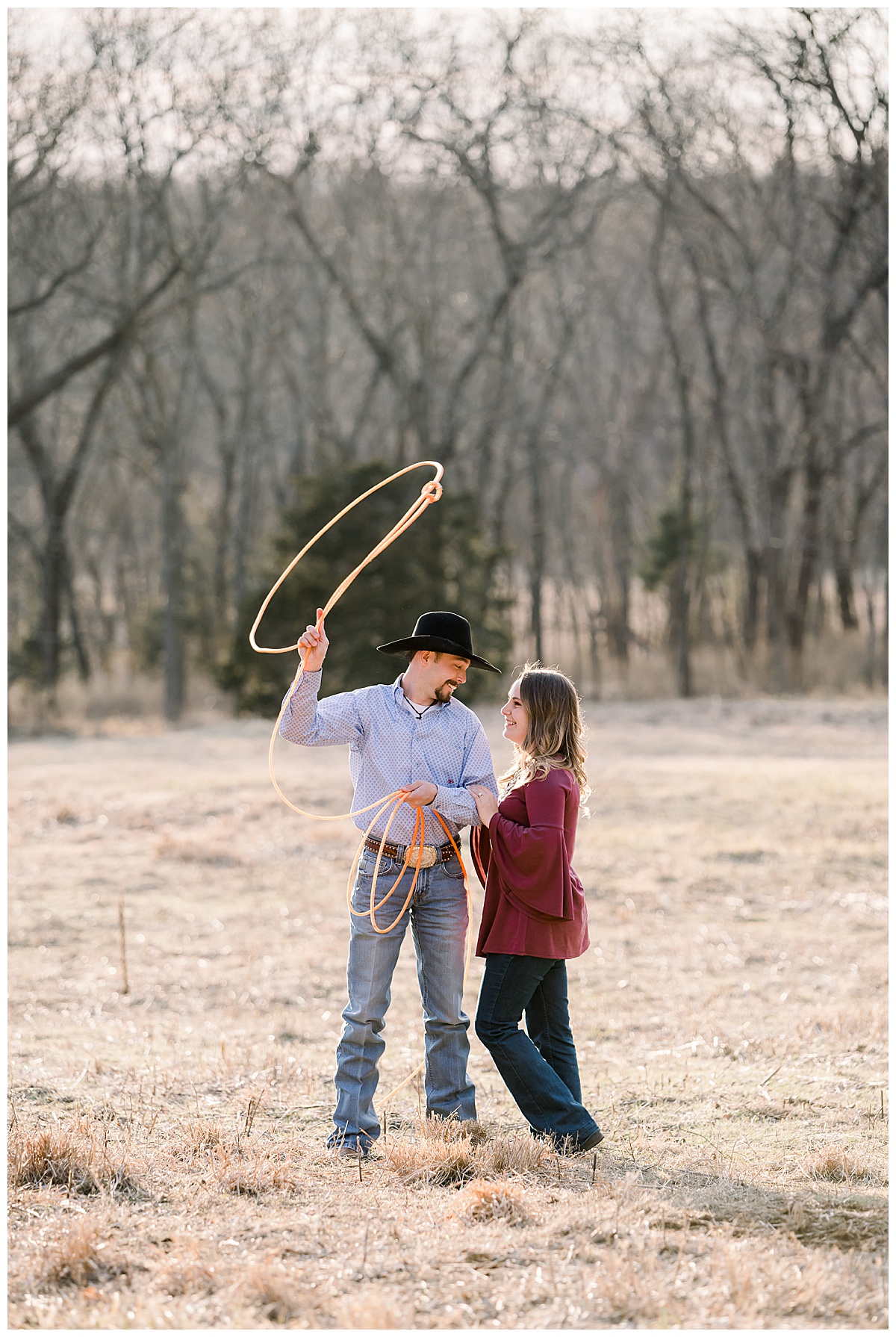 cowboy rode rope engagement session