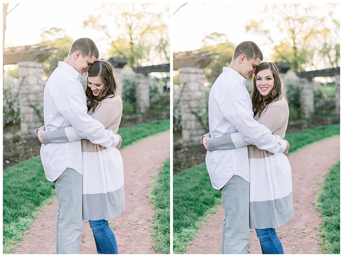 couple embracing engagement session
