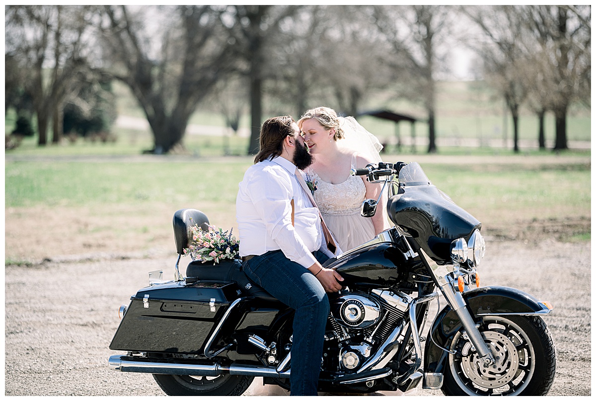 bride and groom motorcycle