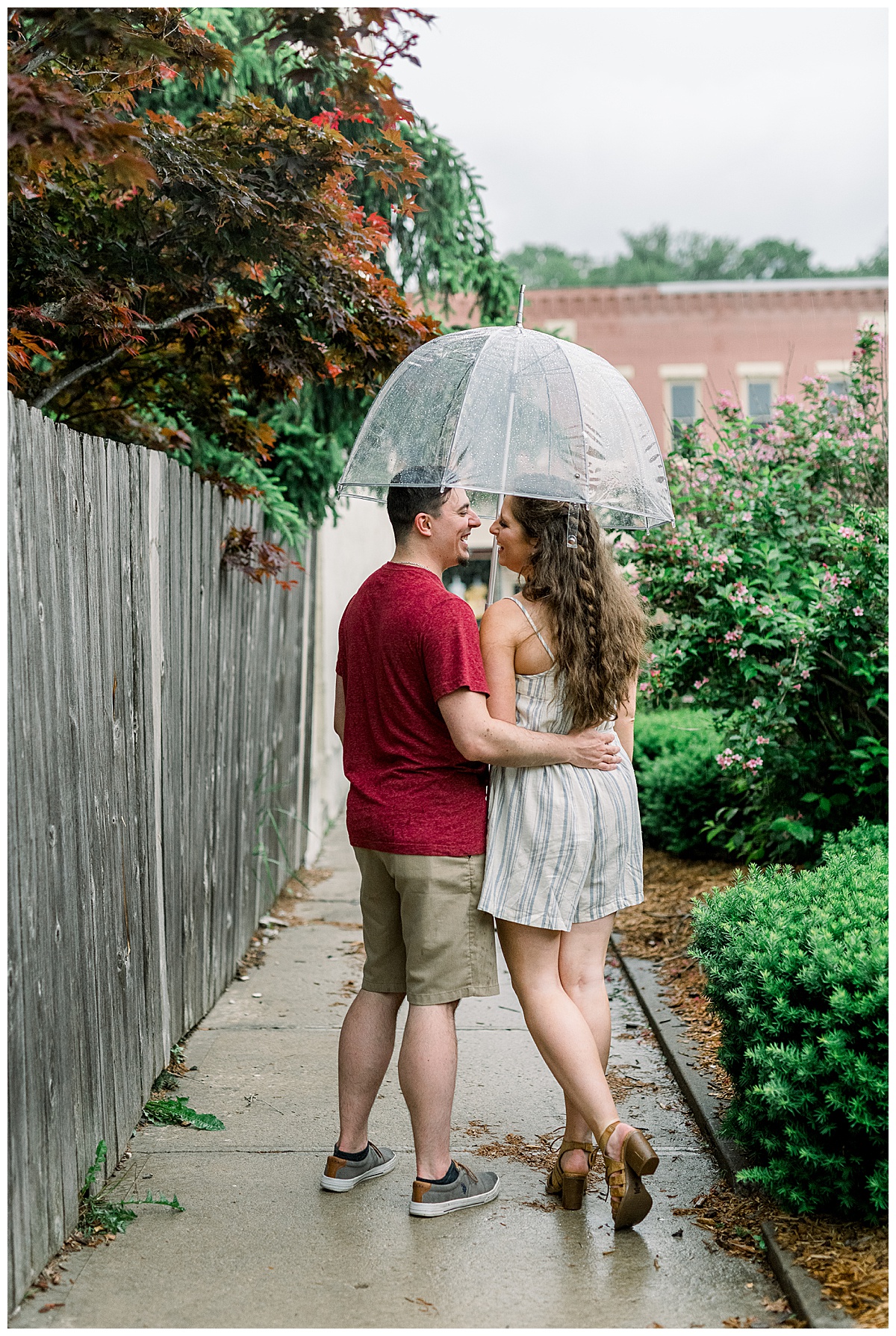 couple walking in rain