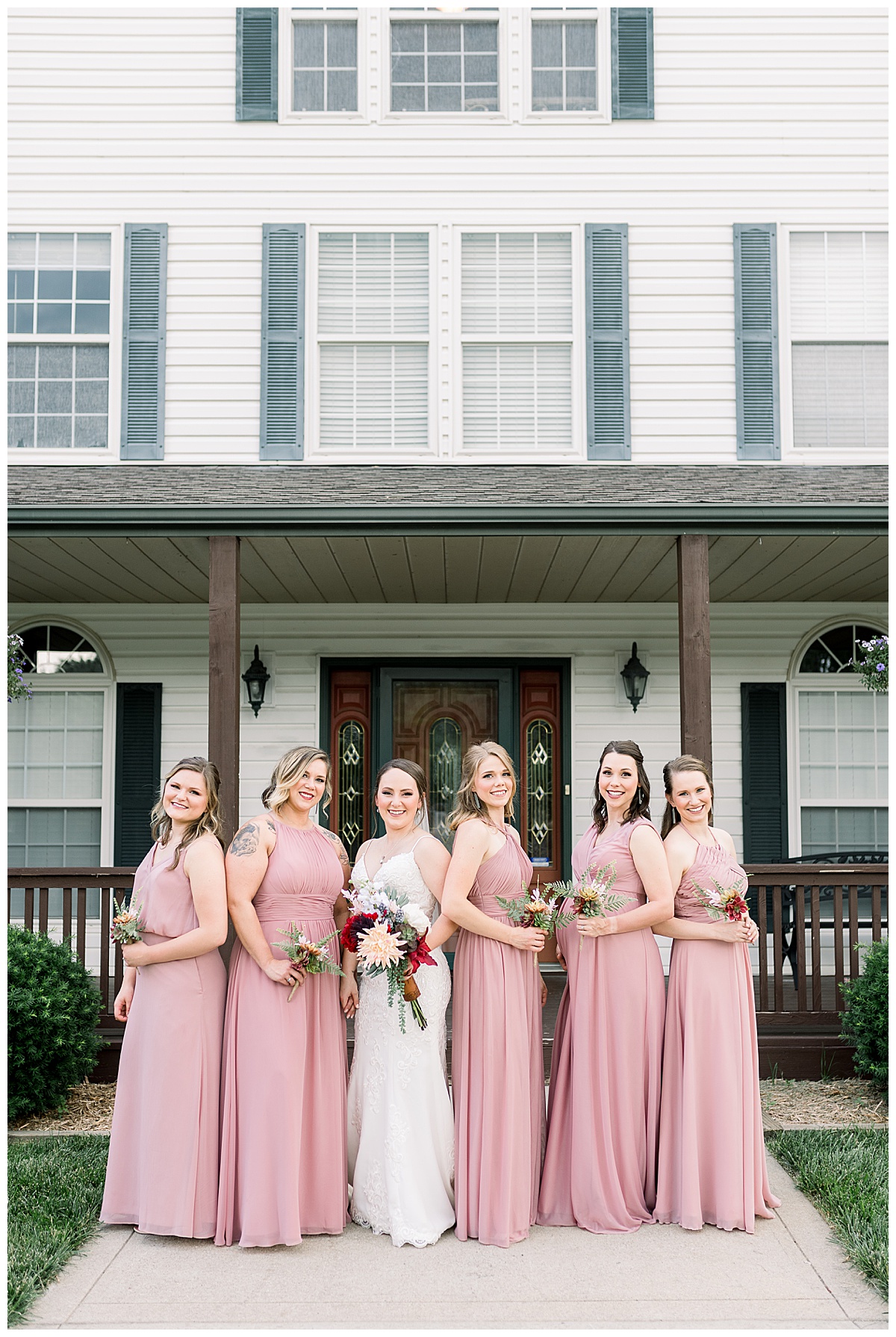 bride and bridesmaids at countryside chalet linwood