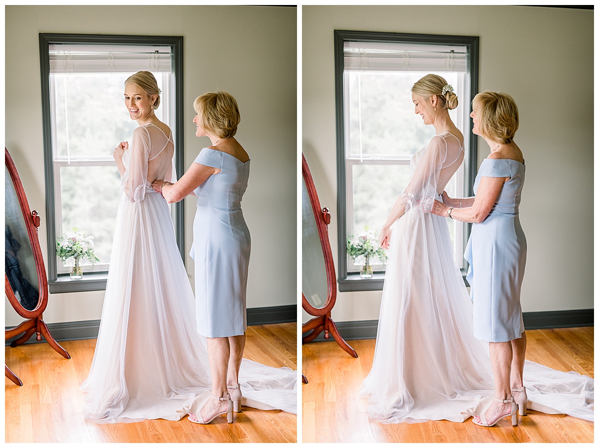 mother daughter getting ready for wedding