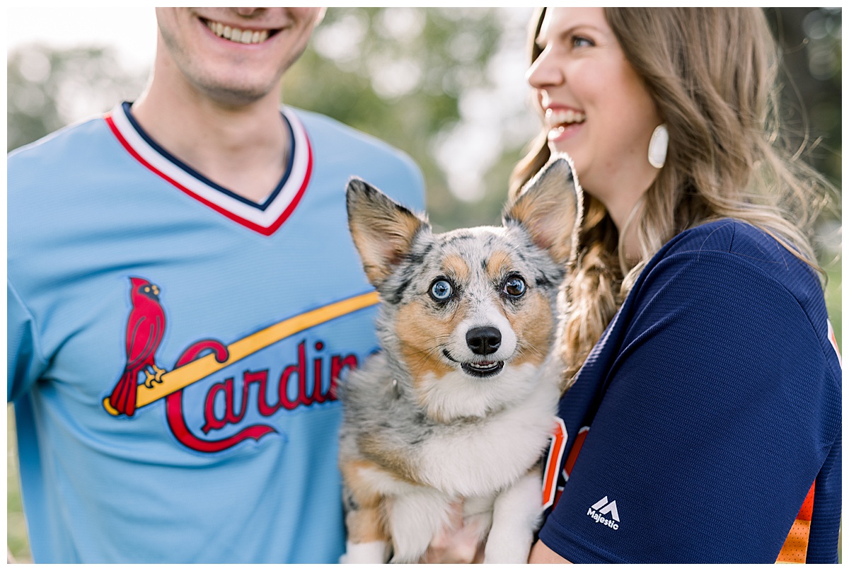 engagement photos with jerseys and dogs