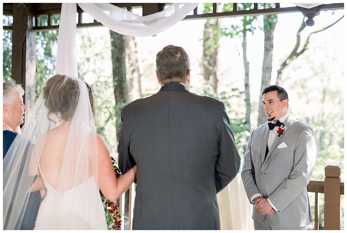 groom reaction to bride elms hotel wedding