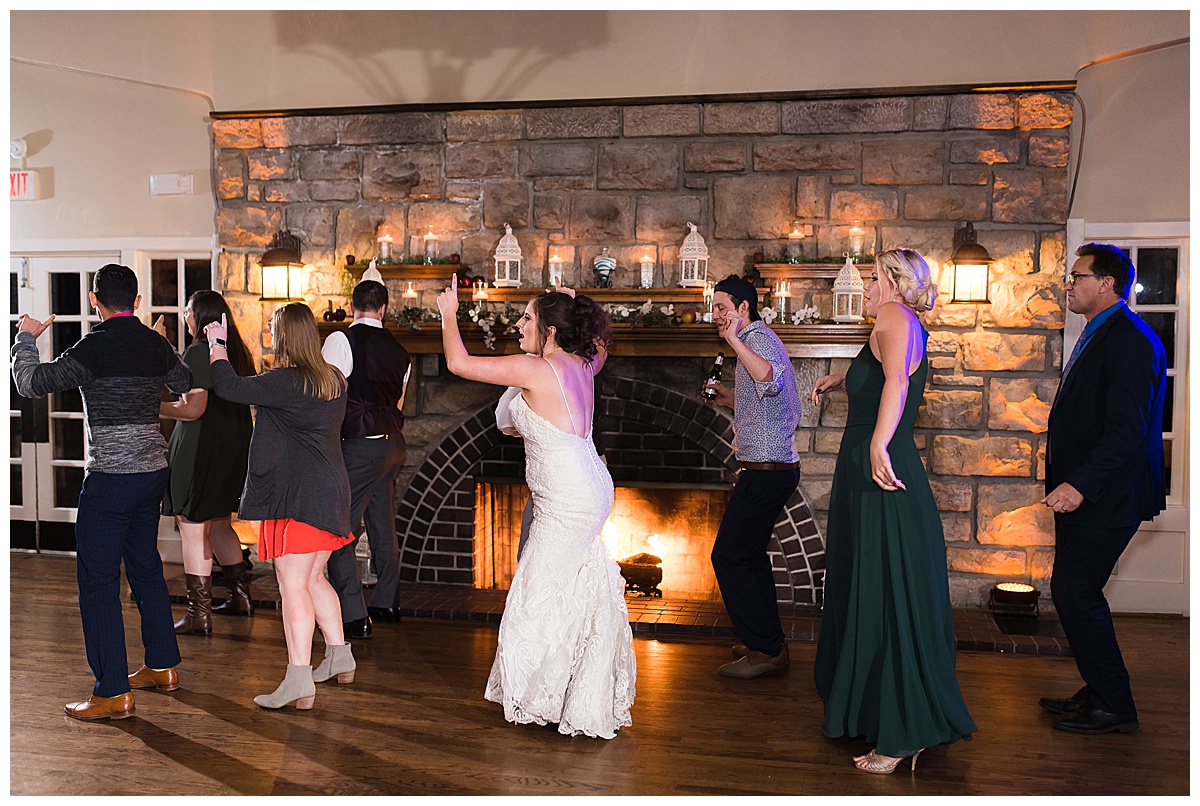guests dancing at reception elms hotel wedding