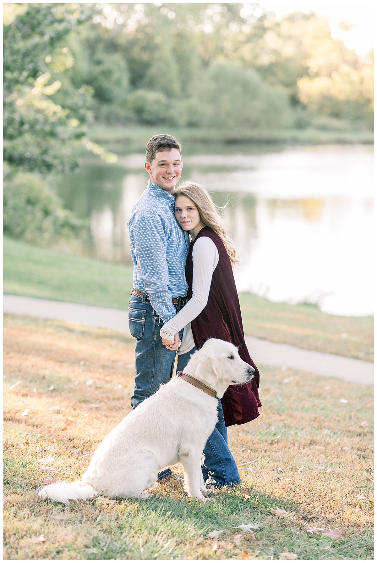 Shawnee Mission Park Engagement photos with dog